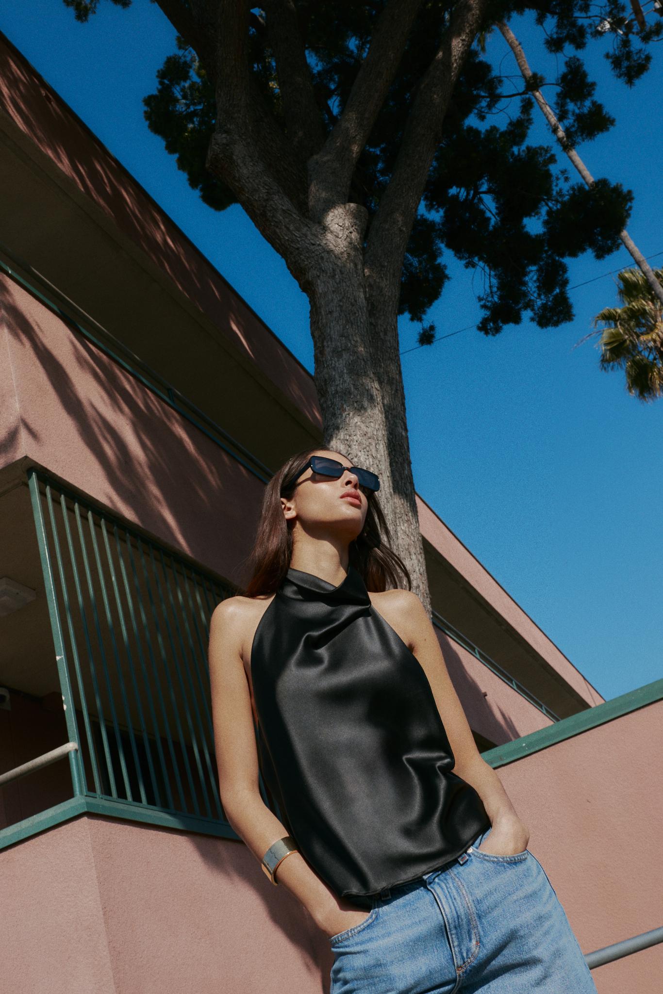 SATIN EFFECT HALTER TOP